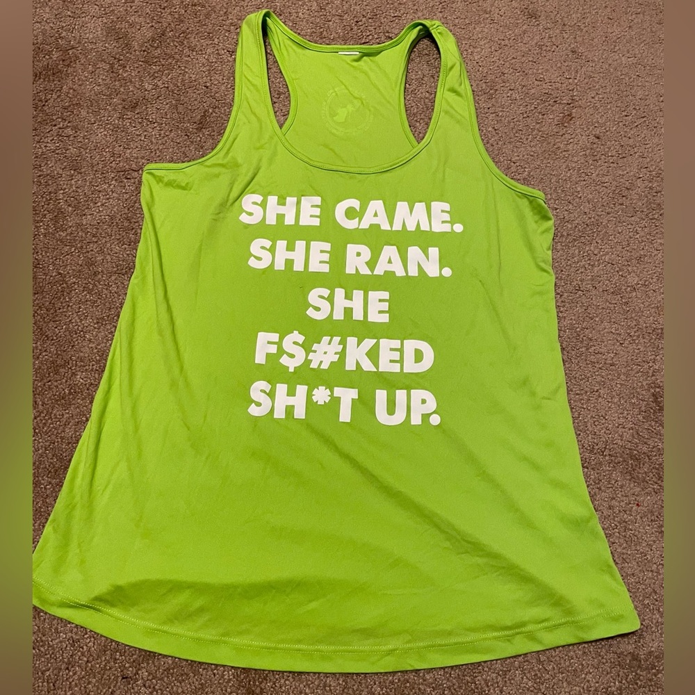 Green running tank top